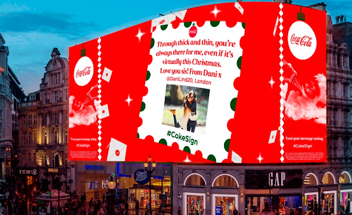 Last Christmas Coca-Cola used its trademark red to make the high impact environment of Piccadilly Circus even more eye-catching. Source: Coca-Cola Company.